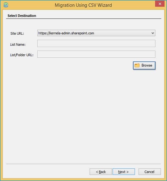 Click to add destination 